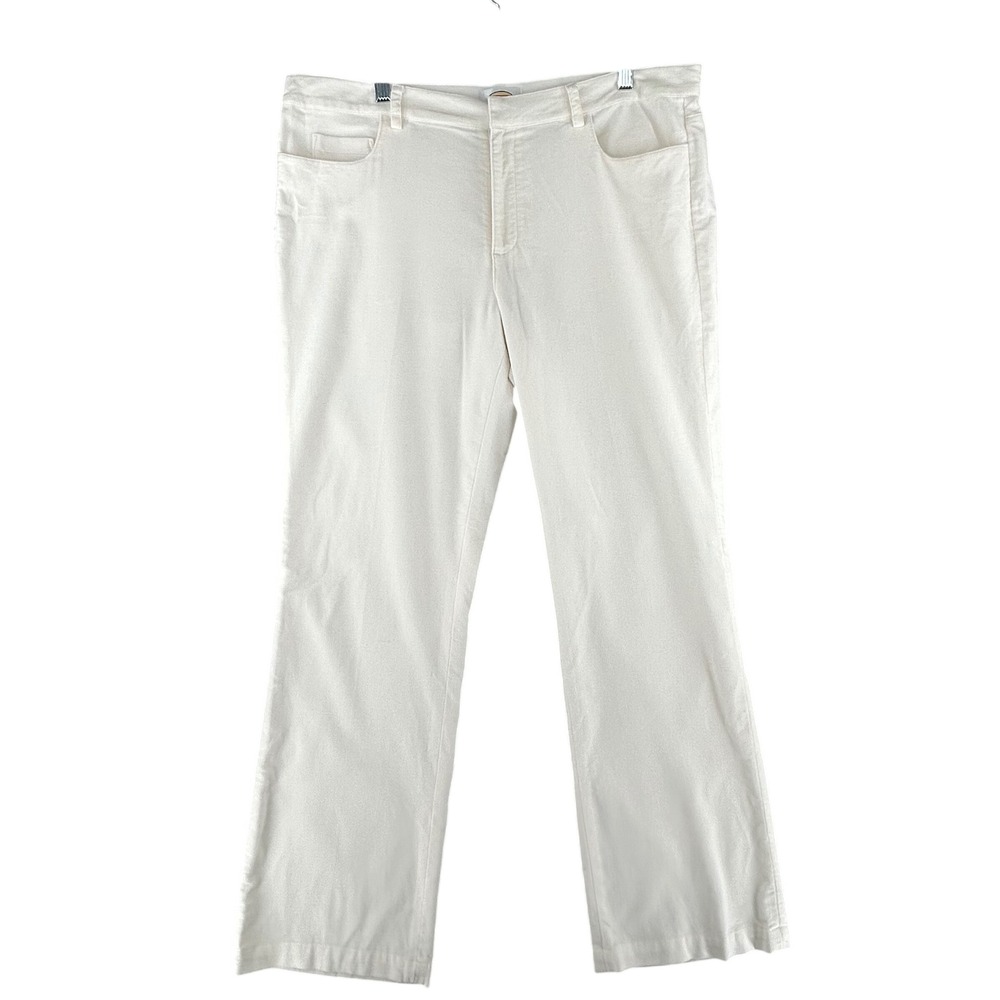 Talbots Velveteen Velvet Womens Size 16‎ Stretch Bootcut Ivory Pants Holiday